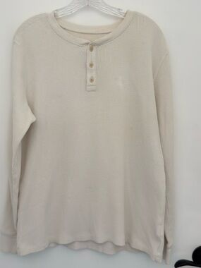 Everlane Cream Waffle Henley Long Sleeve
